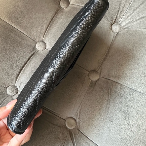 Yves Saint Laurent Metallic Black Chevron Wallet - Picture 5 of 12